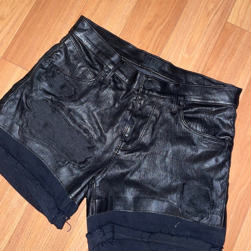 RtA black leather shorts